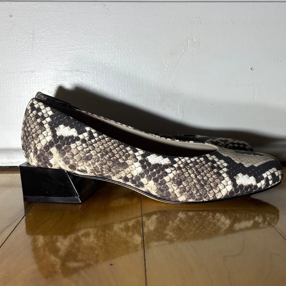 Walt Snake Print Square Toe Block Heel Pumps - Picture 7 of 8